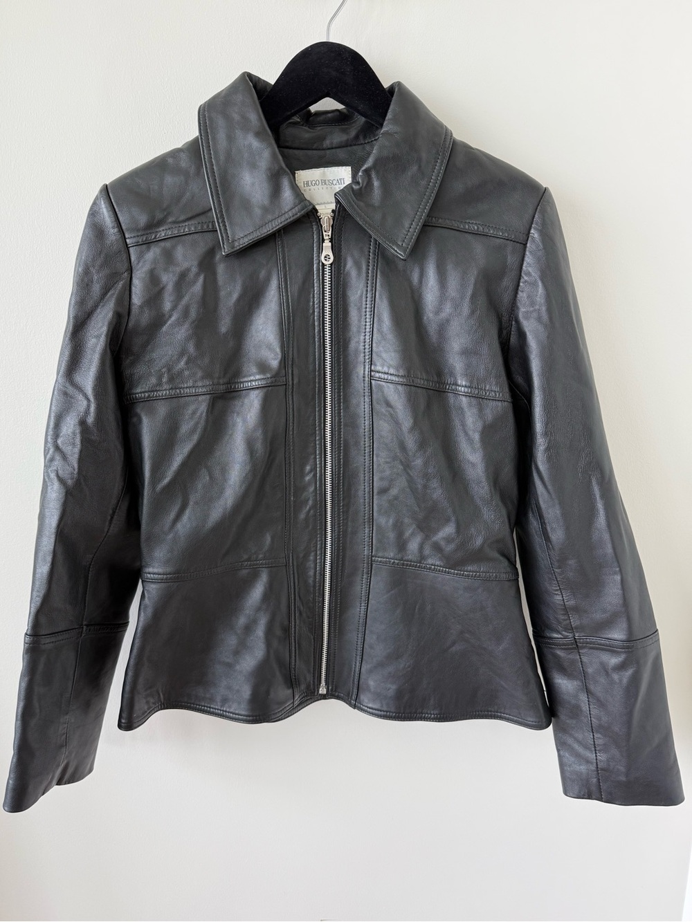 Hugo Buscati Black Leather Zip Jacket